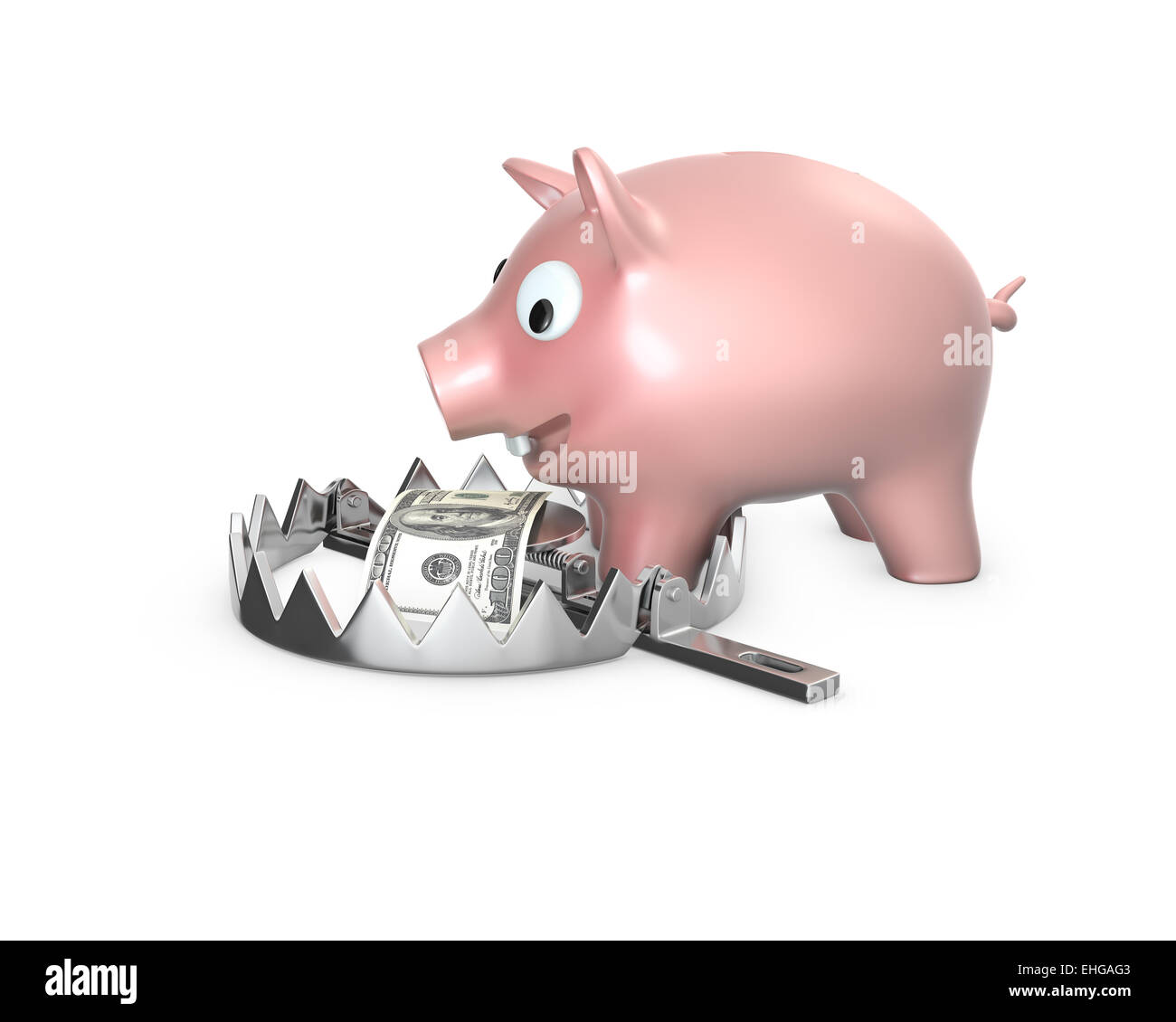 Piggy bank in a bear trap Stock Photo - Alamy