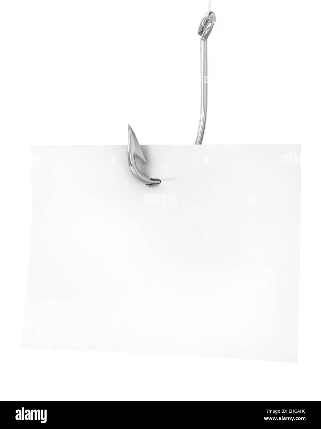 Blank note paper on a fishing hook Stock Photo