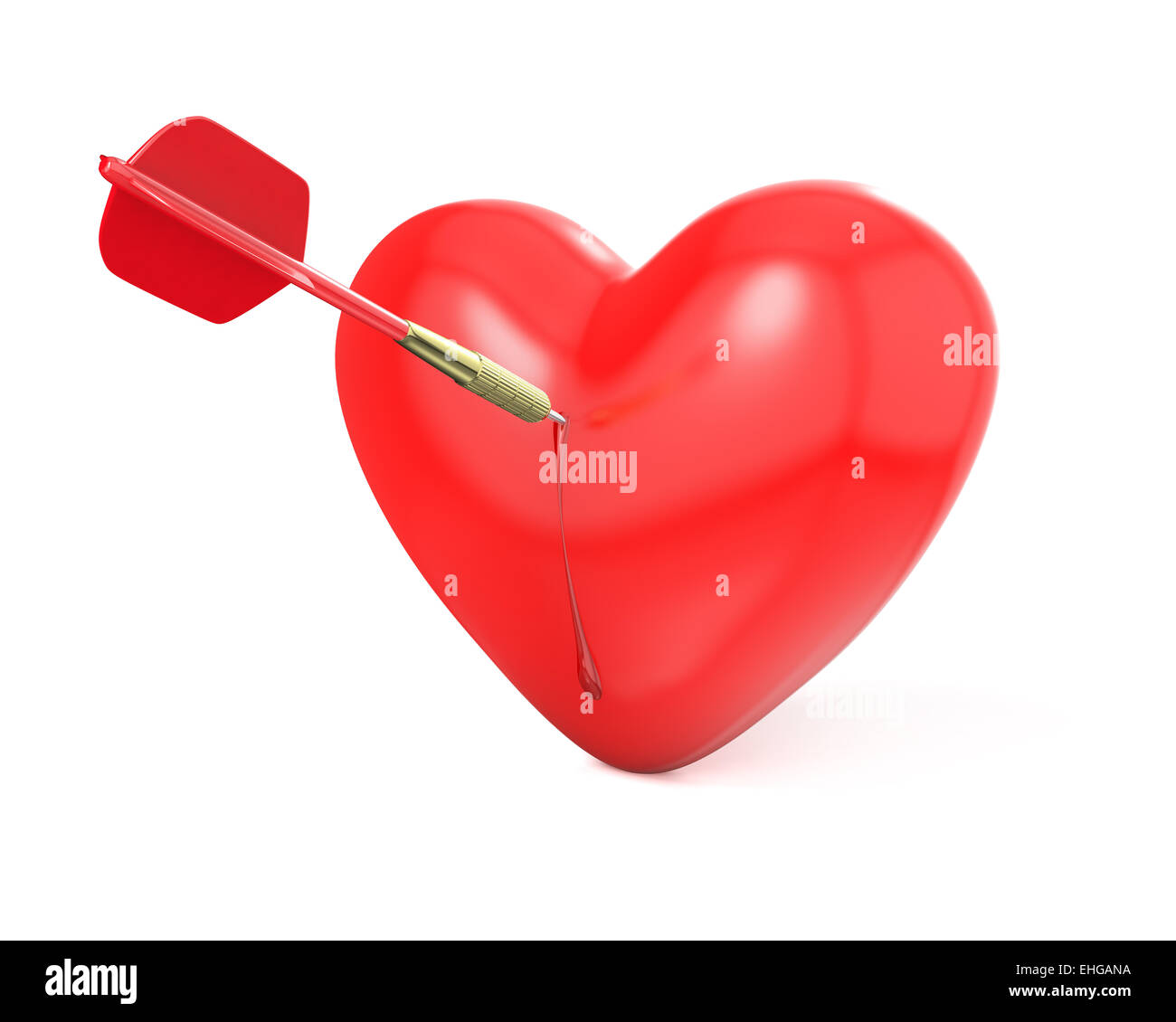 Dart hit the red heart Stock Photo - Alamy