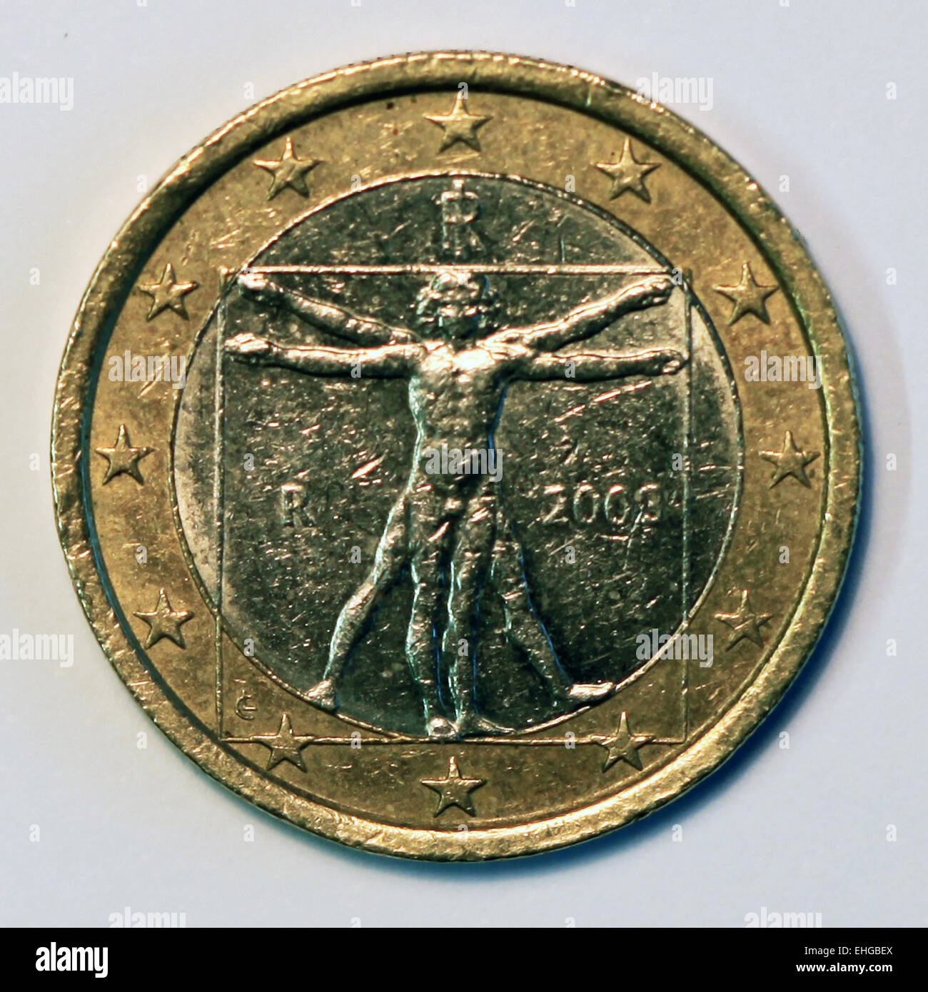 ITALIAN ONE EURO COIN Stock Photo