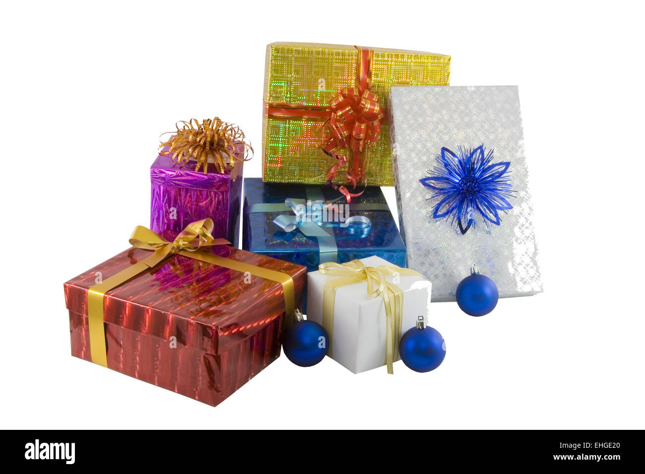 Color gift boxes isolated on the white Stock Photo - Alamy