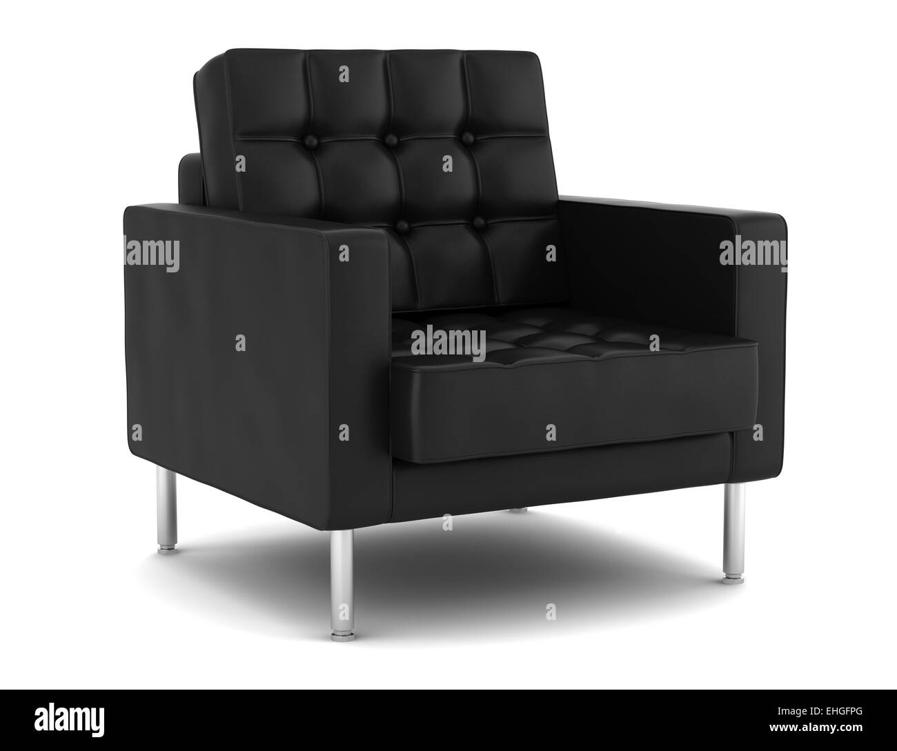 black leather armchair isolated on white background Stock Photo - Alamy