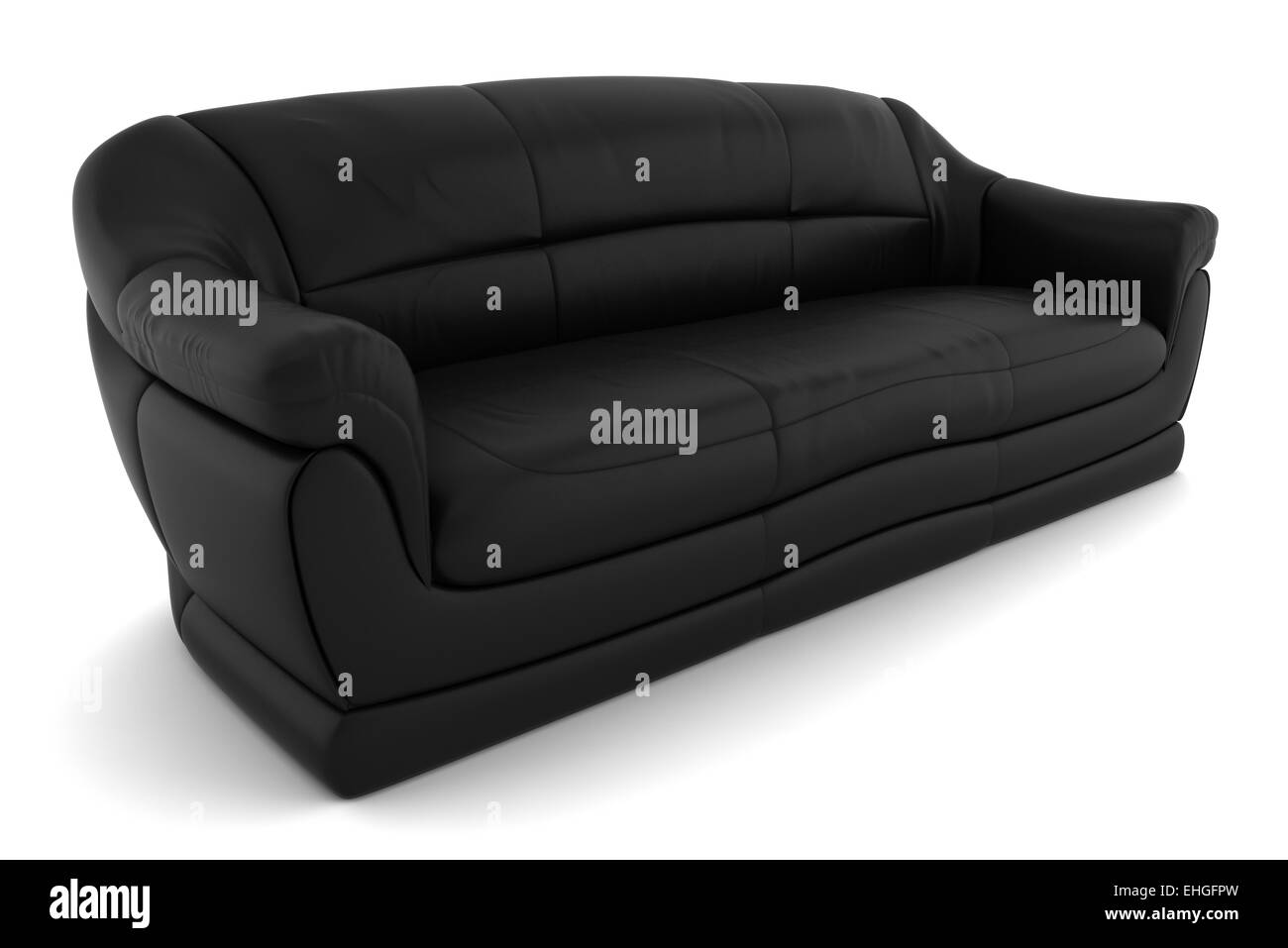 black leather sofa isolated on white background Stock Photo - Alamy