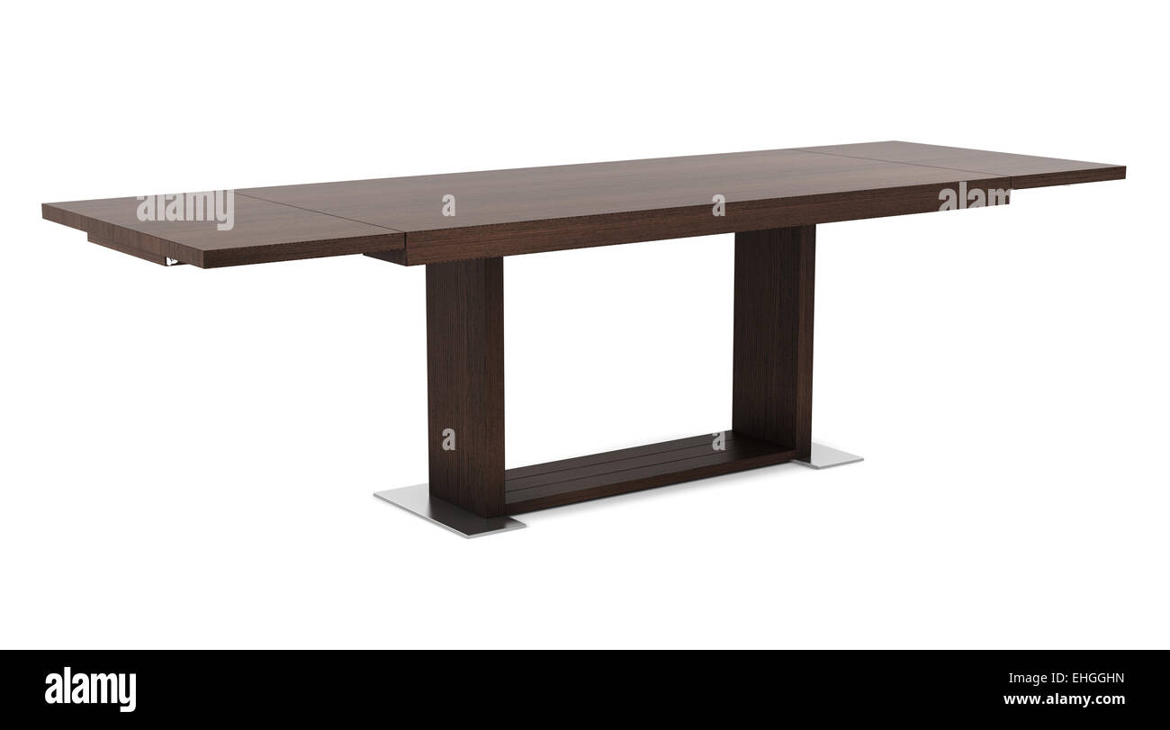 modern brown wooden table isolated on white background Stock Photo - Alamy