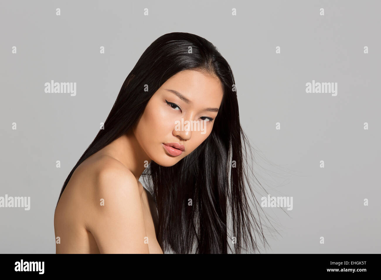 Asian Model Studio Face Portrait Stock Photo