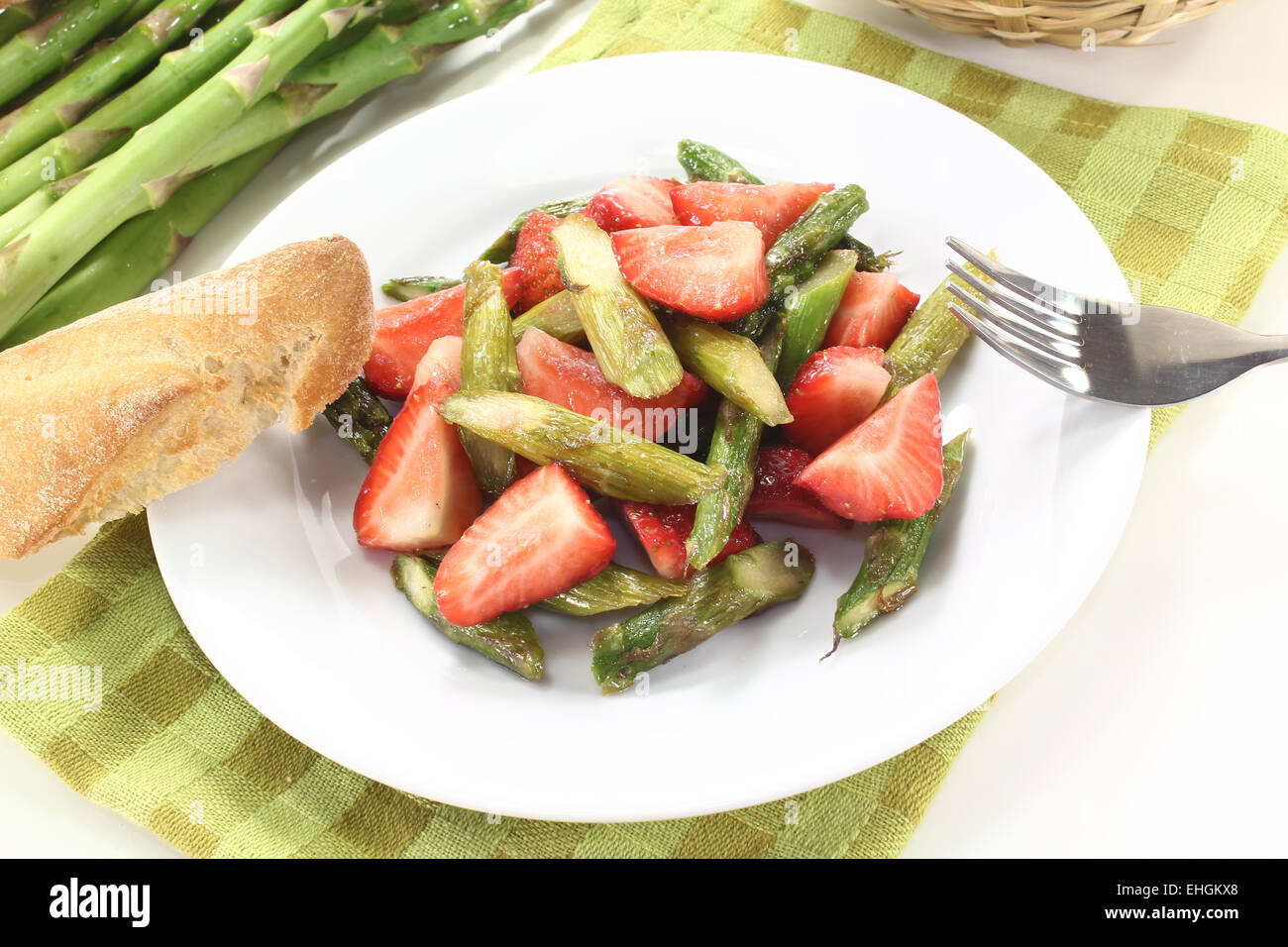 asparagus salad with strawberries Stock Photo