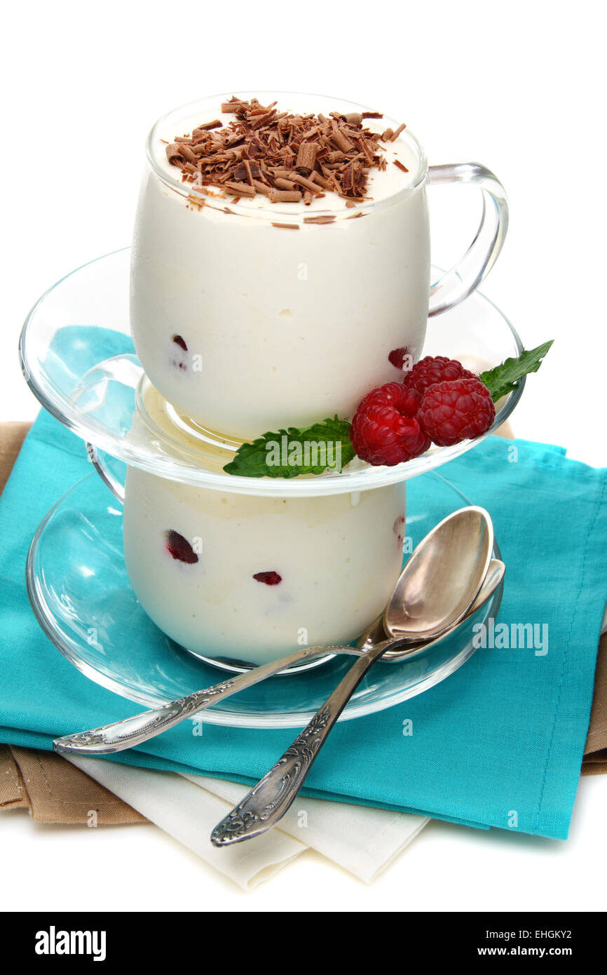 Bavarian cream with chocolate. Stock Photo