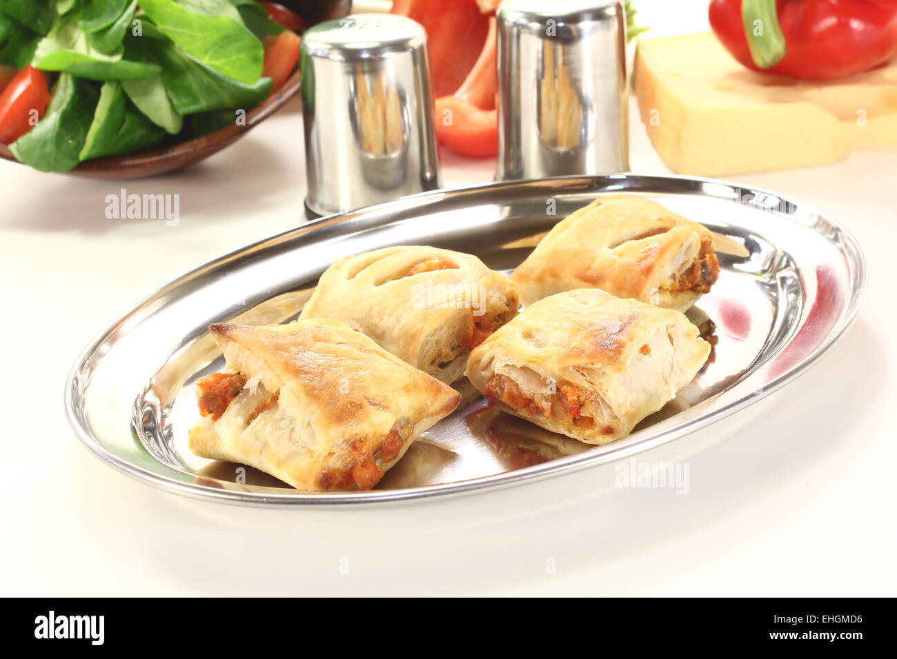 puff pastry stuffed with bell pepper and cheese Stock Photo