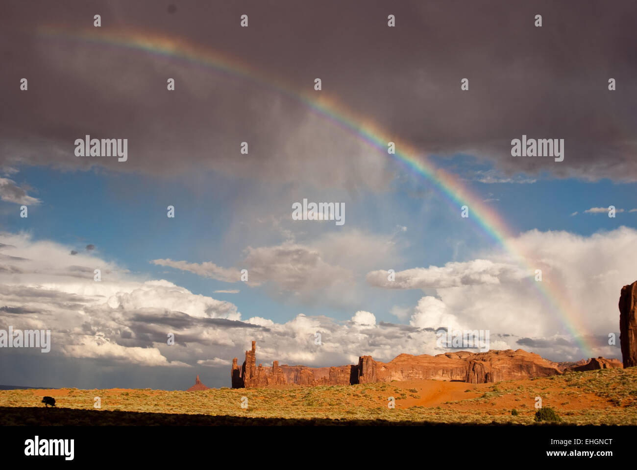 Rainbow after desert storm Monument Valley, USA Stock Photo - Alamy