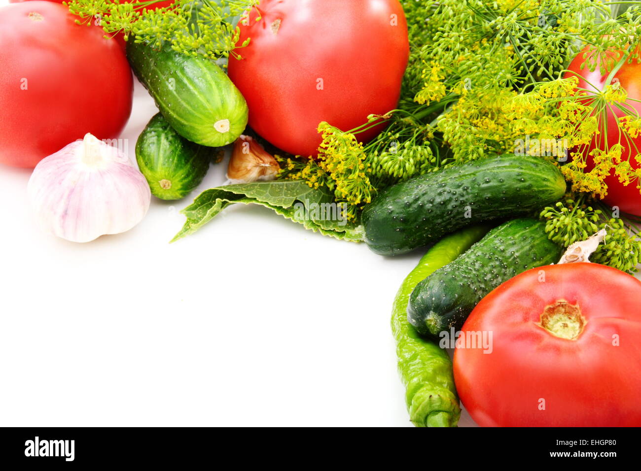 Summer vegetables and spices for pickling. Stock Photo