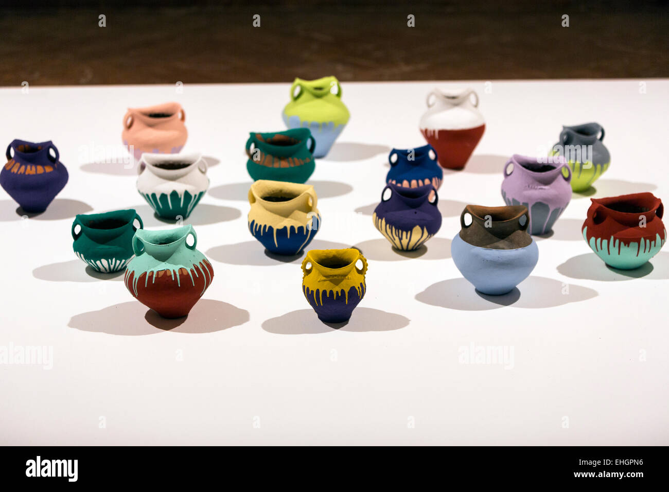 Ai Weiwei “Colored vases”,  2008. Andalusian Contemporary Art Center (The Centro Andaluz de Arte Contemporáneo (CAAC)) Stock Photo
