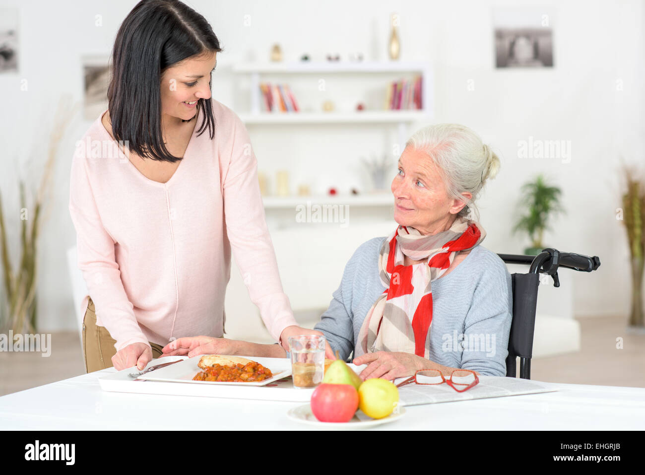 Care worker food disabled hi-res stock photography and images - Alamy
