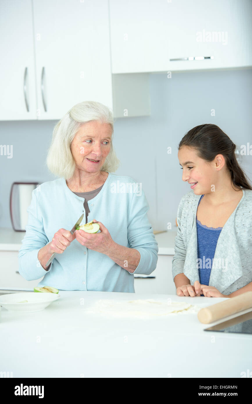 Baking with grandma Stock Photo