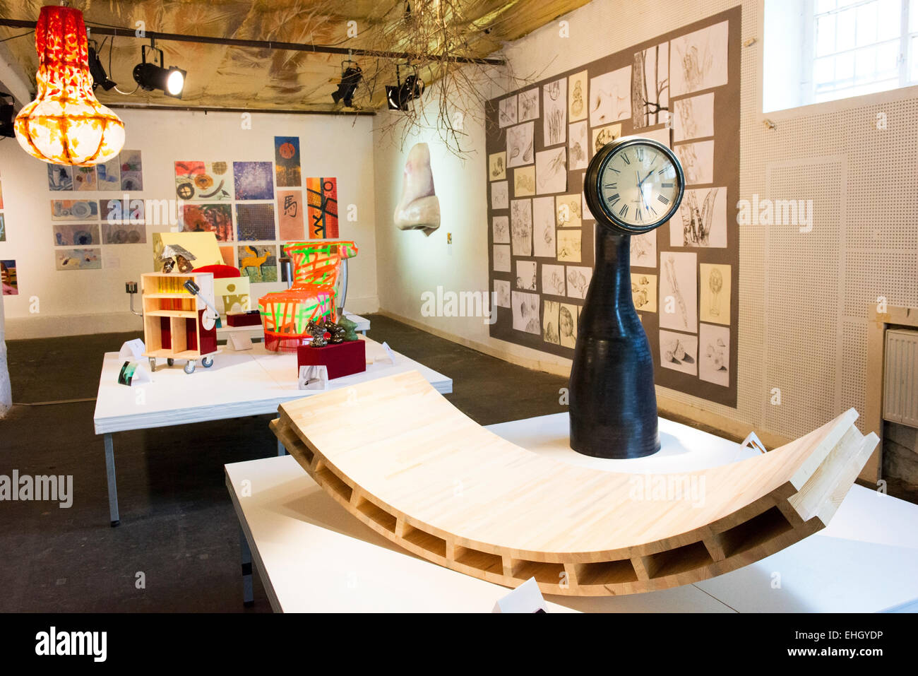 Art produced by at-risk young people in a gallery in Kreuzberg. Stock Photo