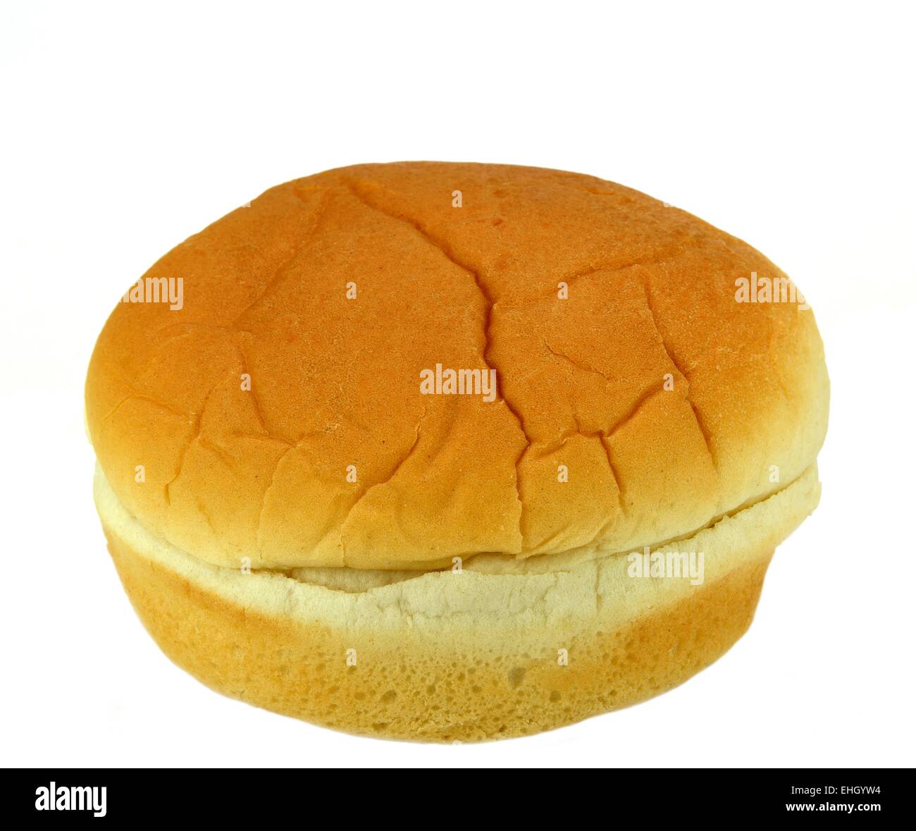 One hamburger bun on a white background Stock Photo Alamy