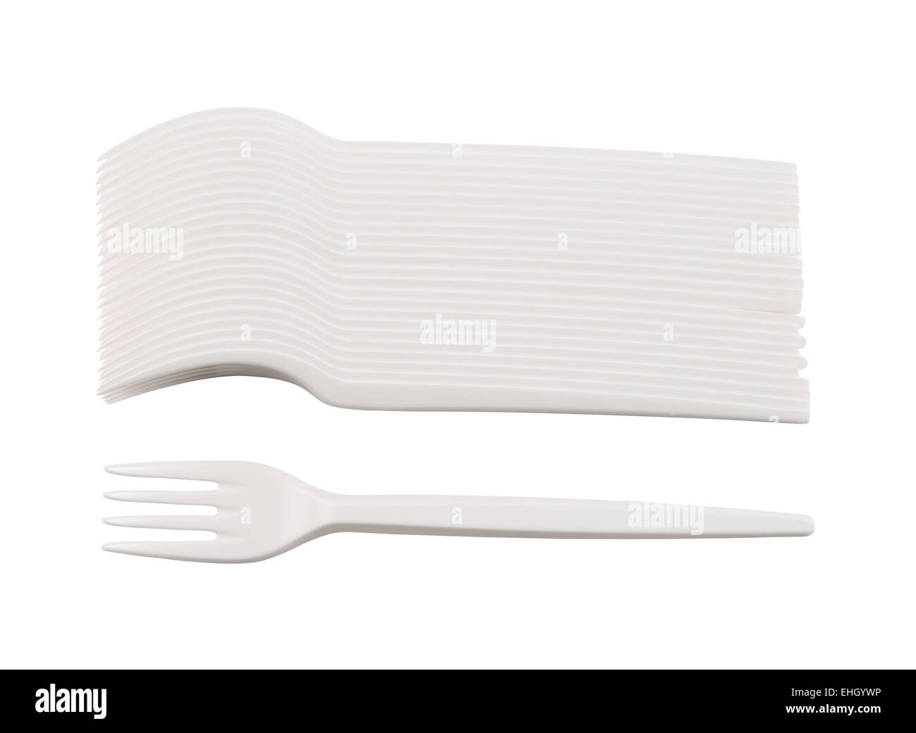 Disposable white plastic forks isolated Stock Photo Alamy