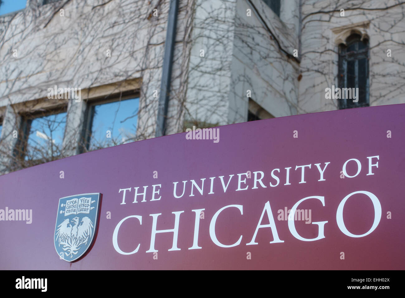 CHICAGO, IL, USA - MARCH 12, 2015: Sign for the University of Chicago ...