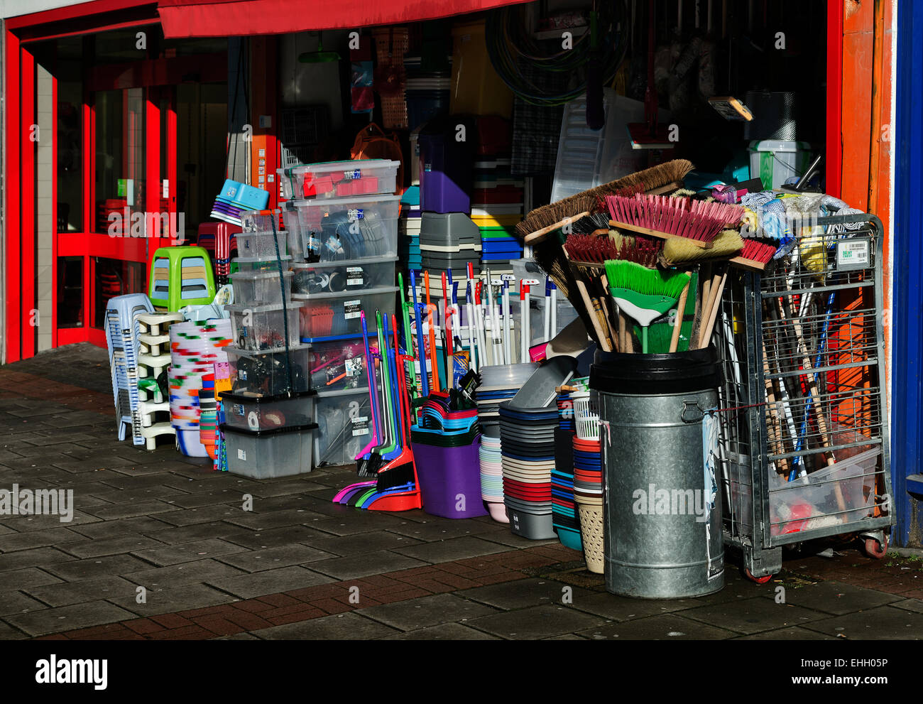 Household goods display outside shop, Rayners Lane; Harrow; Middlesex; England; UK, Stock Photo