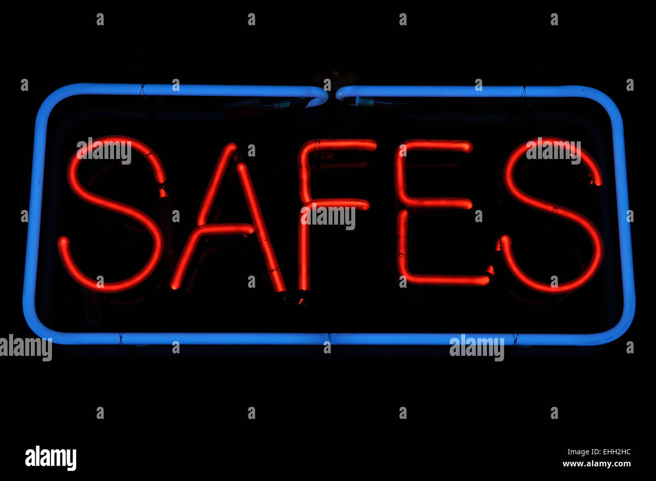 Safes Neon Sign Stock Photo Alamy