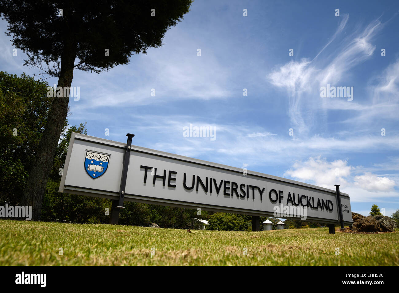 Signage for the Epsom Campus of the University of Auckland in New Zealand Stock Photo