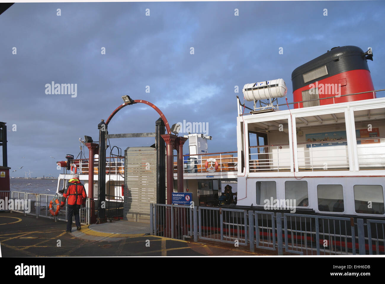 Mersey Ferry at Woodside landing stage,Birkenhead Stock Photo