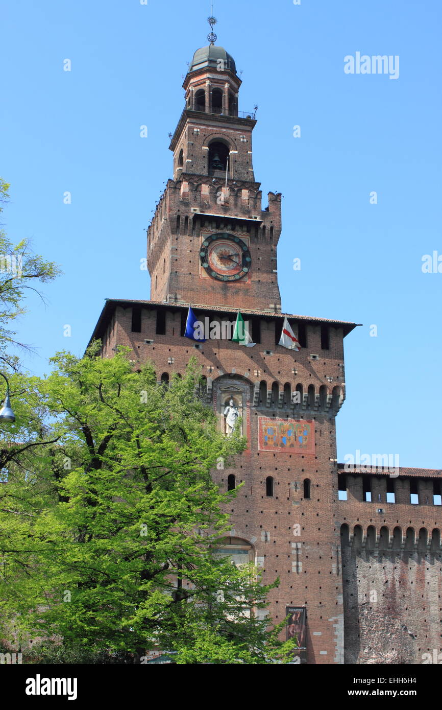 Main tower of Sforzesco castle Stock Photo