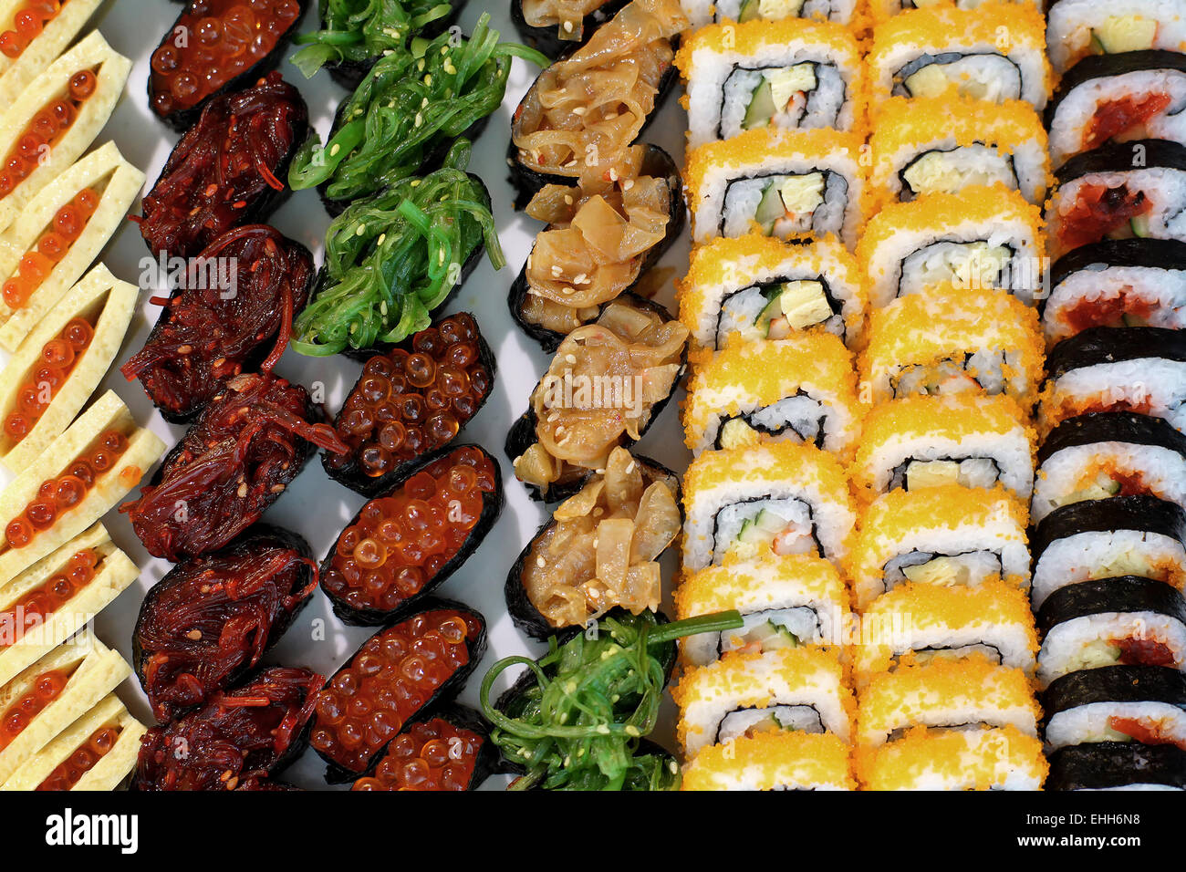 closeup of sushi rolls traditional japanese food Stock Photo - Alamy