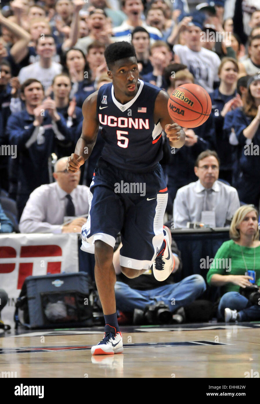 March 13th 2015: Daniel Hamilton(5) of Uconn in action during the NCAA American Conference Tournament Basketball game between the Cincinnati Bearcats and the Connecticut Huskies at The XL Center in Hartford, CT. Gregory Vasil/CSM Stock Photo