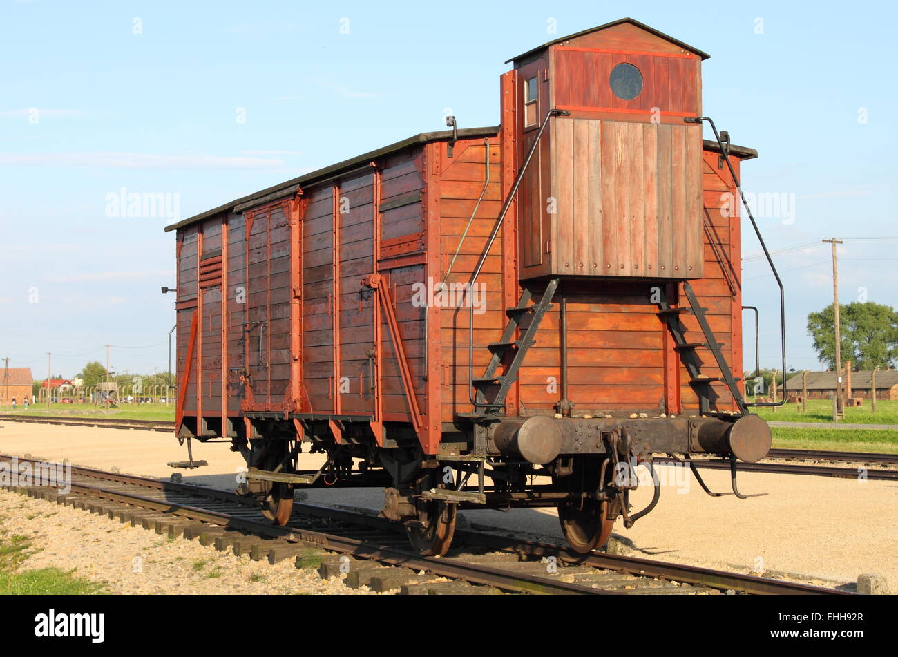 Deportation wagon at Auschwitz Stock Photo
