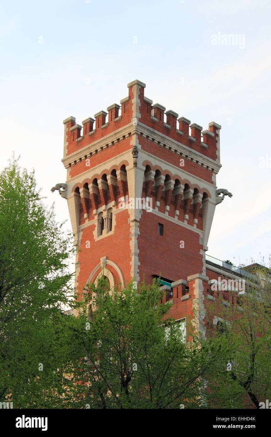 Medieval castle with gothic gargoyles Stock Photo