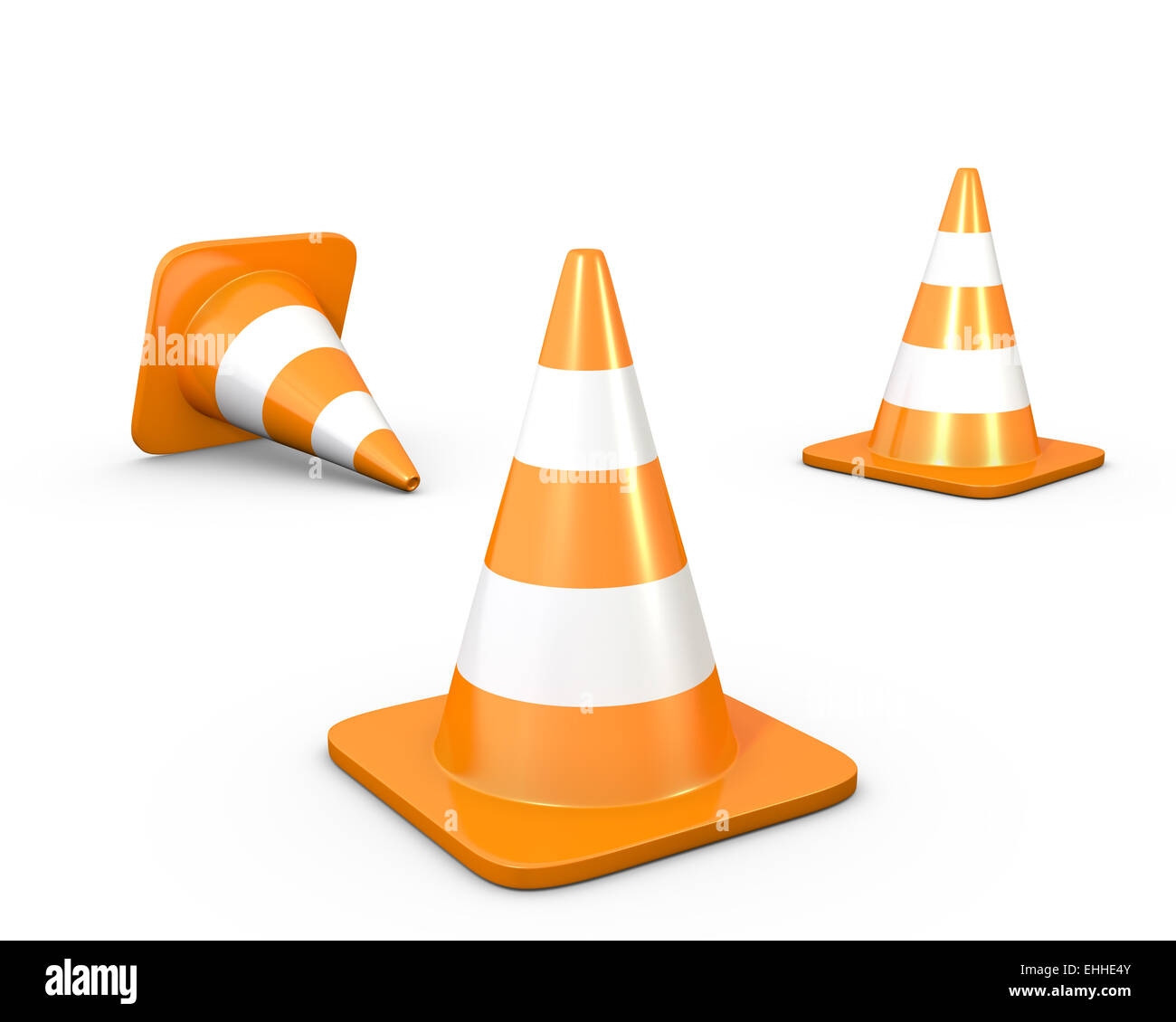 Three road cones Stock Photo