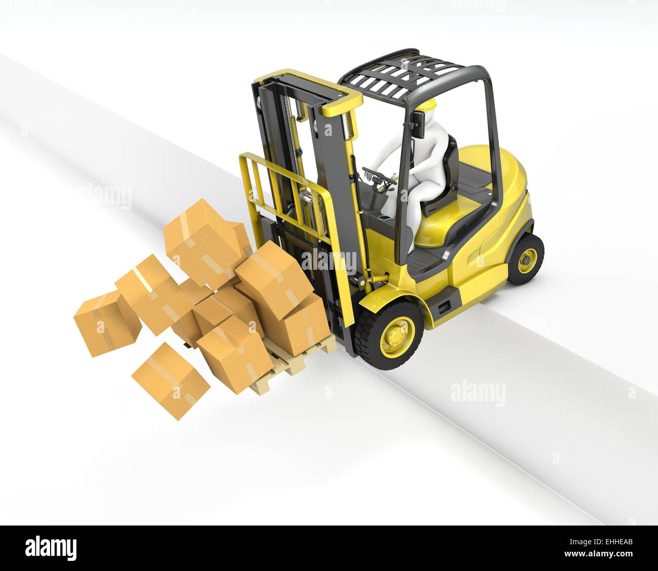 Fork lift truck falling from loading dock Stock Photo Alamy