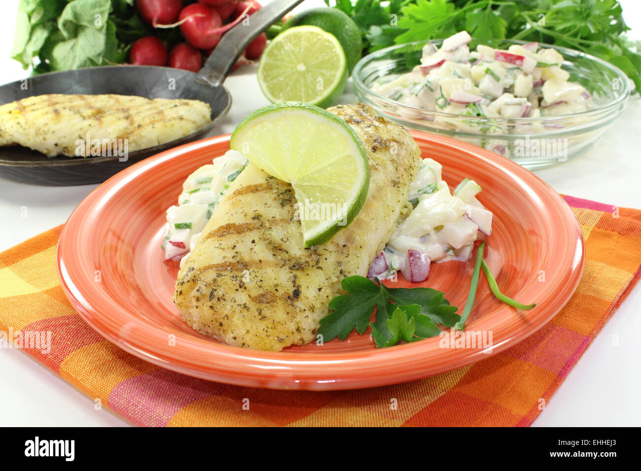 hake with lime Stock Photo Alamy