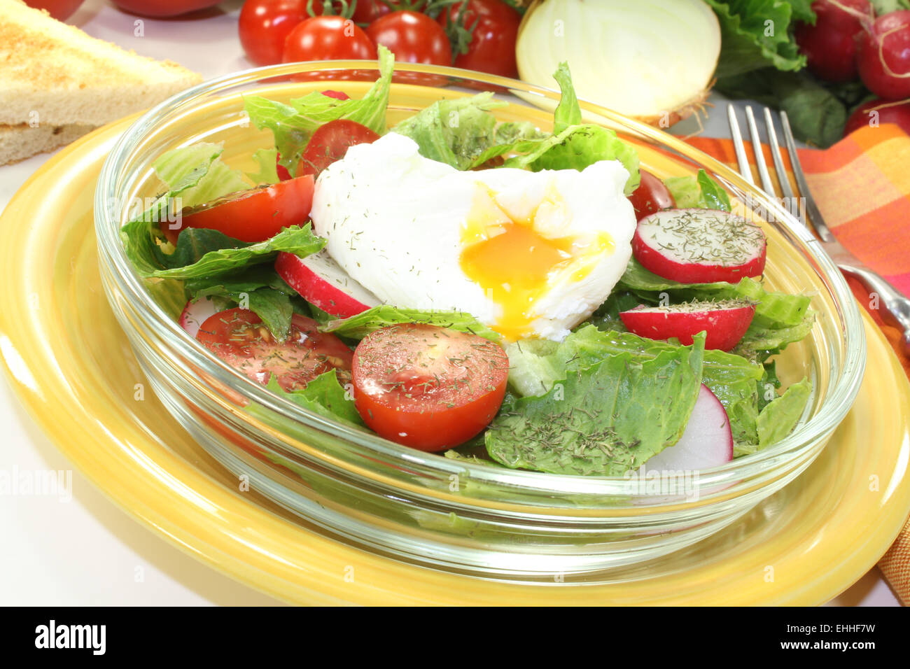 salad with poached egg Stock Photo