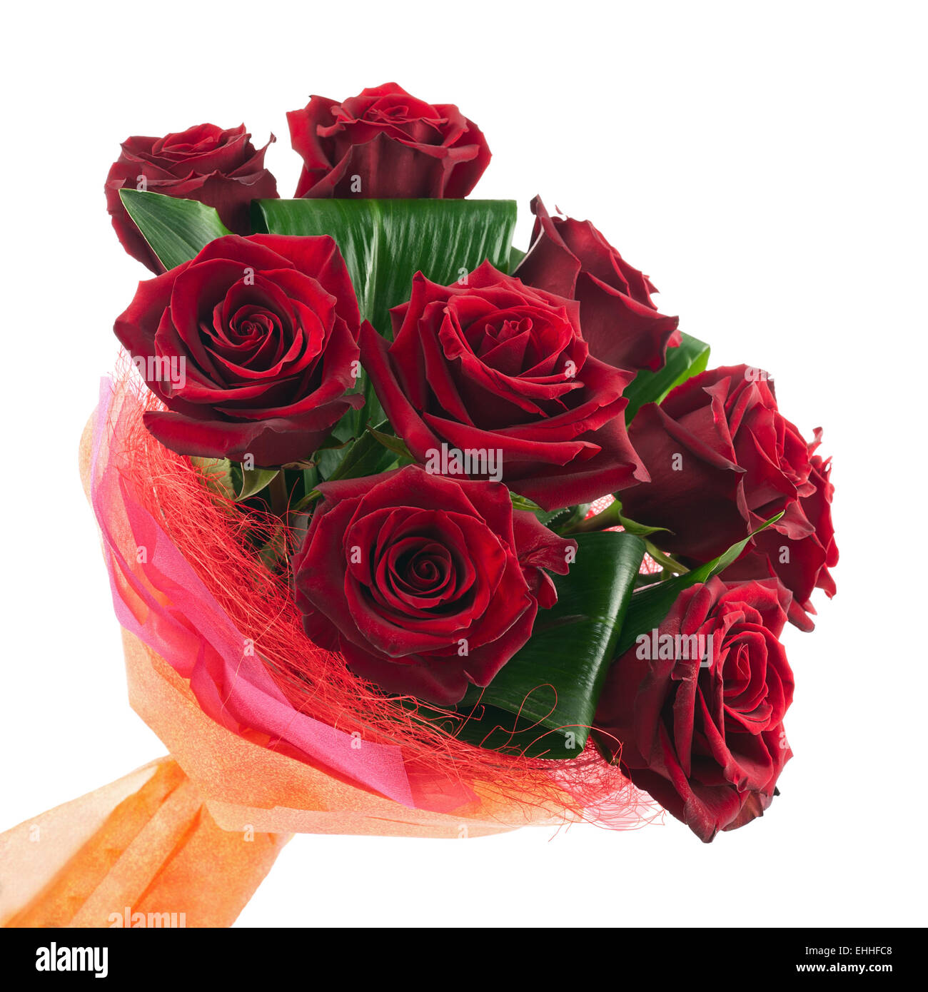 Colorful flower bouquet from red roses isolated on white background ...