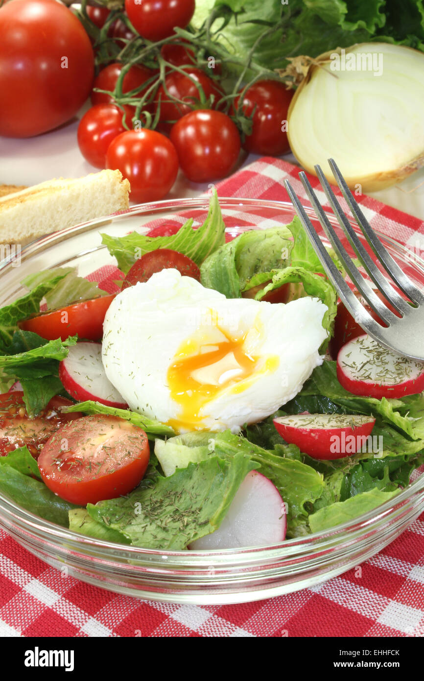 salad with poached egg and onions Stock Photo
