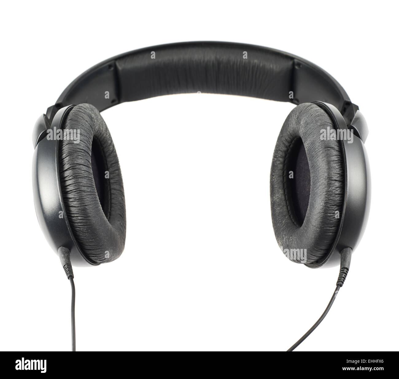 Black headphones set with a wire Stock Photo Alamy