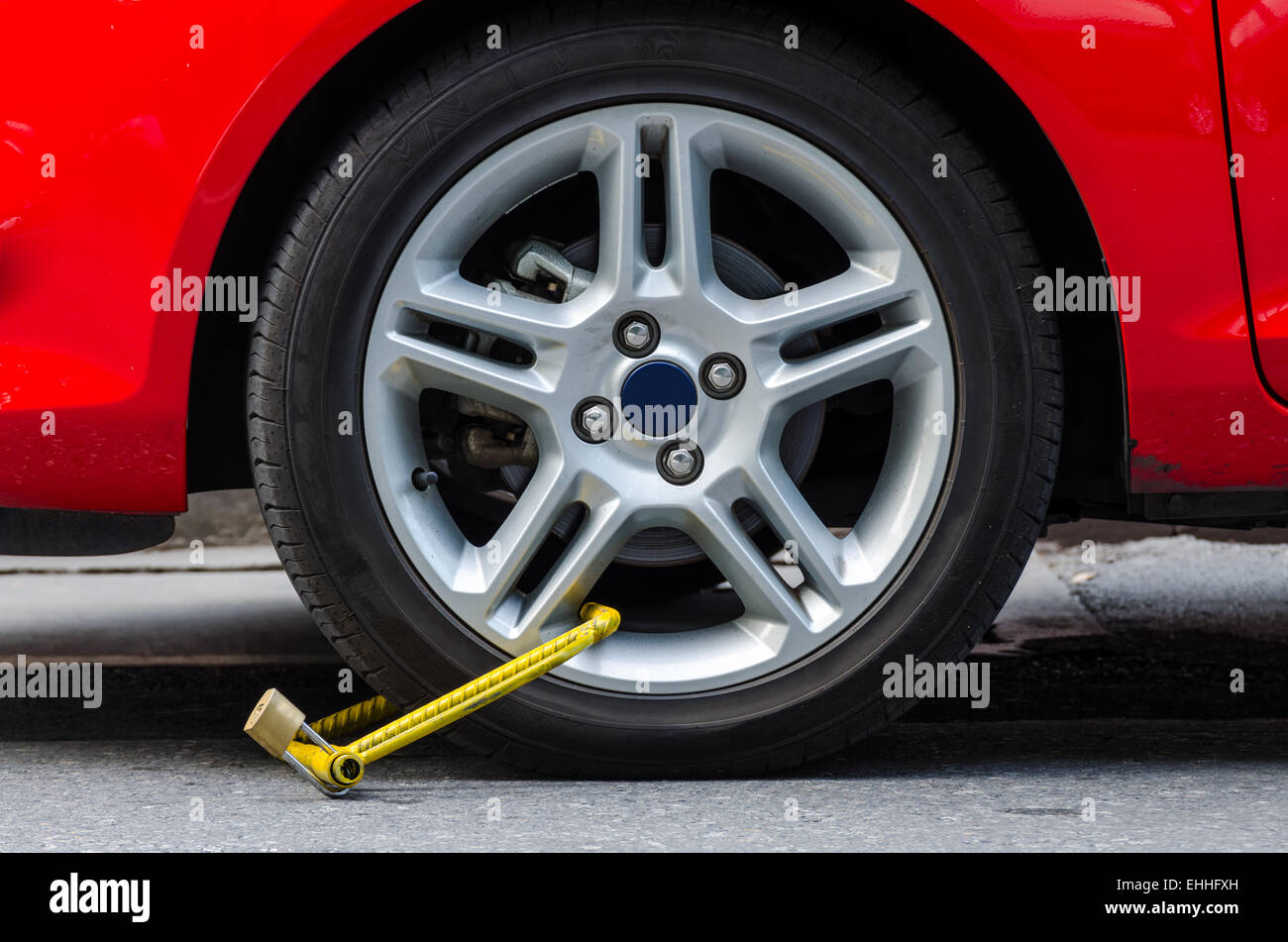 Car Wheel Clamped Illegal Parking Stock Photos & Car Wheel Clamped