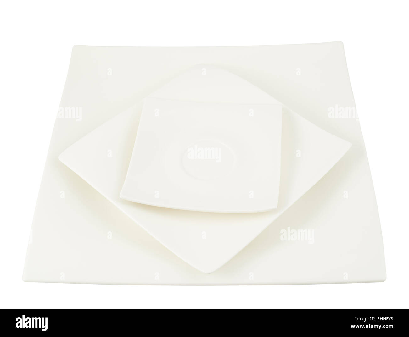 Three square ceramic plates composition Stock Photo Alamy