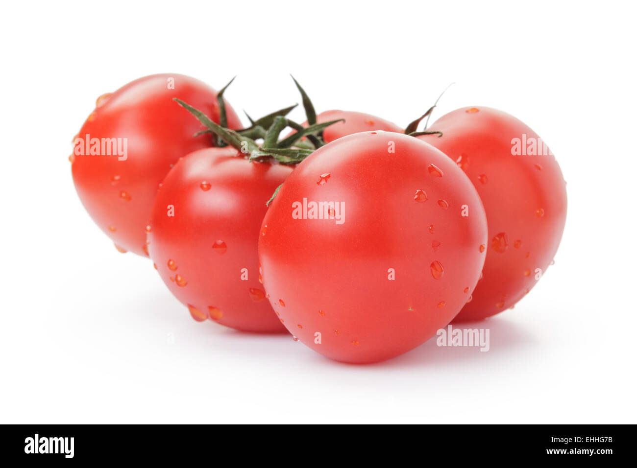 ripe wet red tomatoes with branch isolated Stock Photo - Alamy