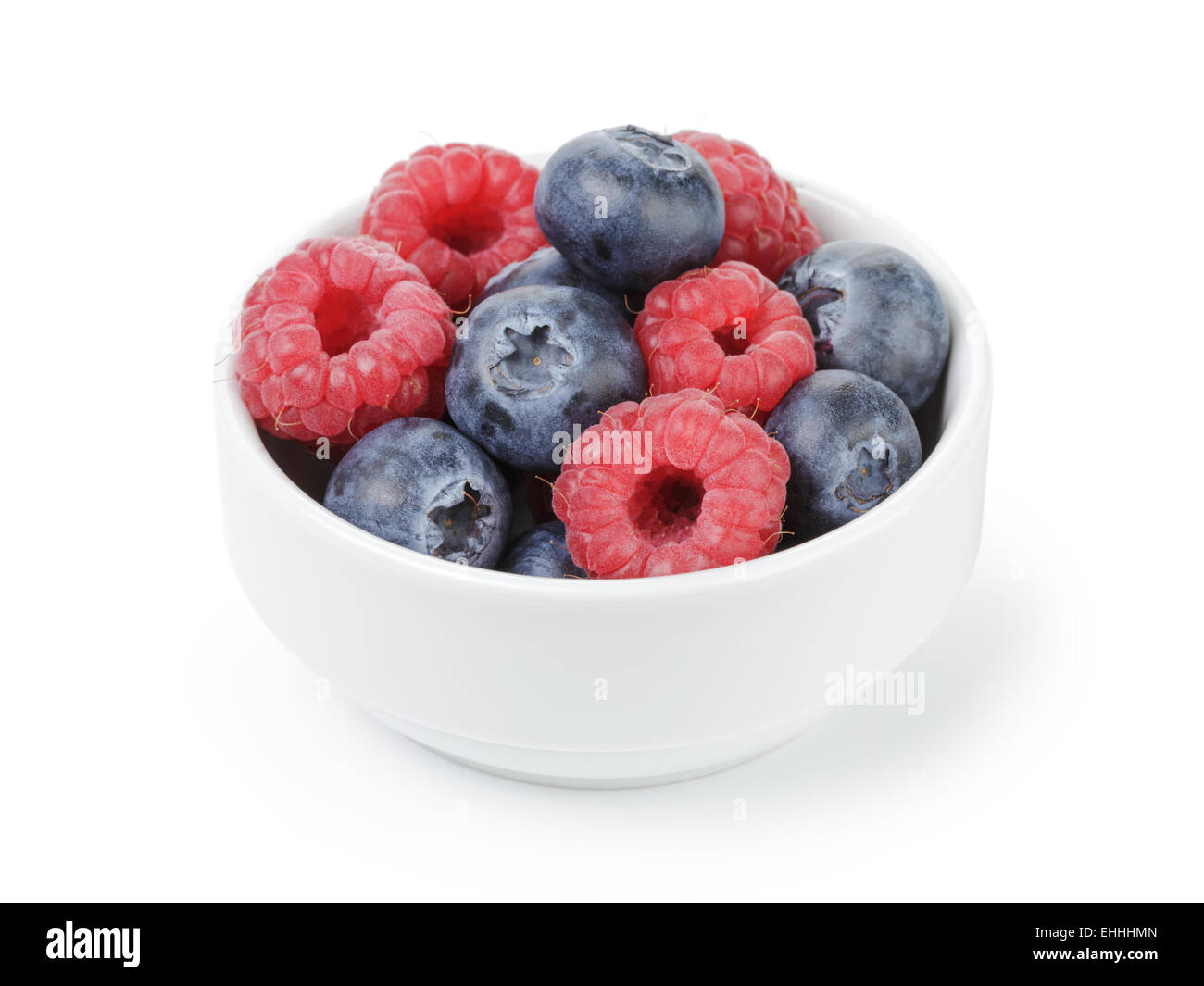 fresh raspberry and blueberry in bowl Stock Photo
