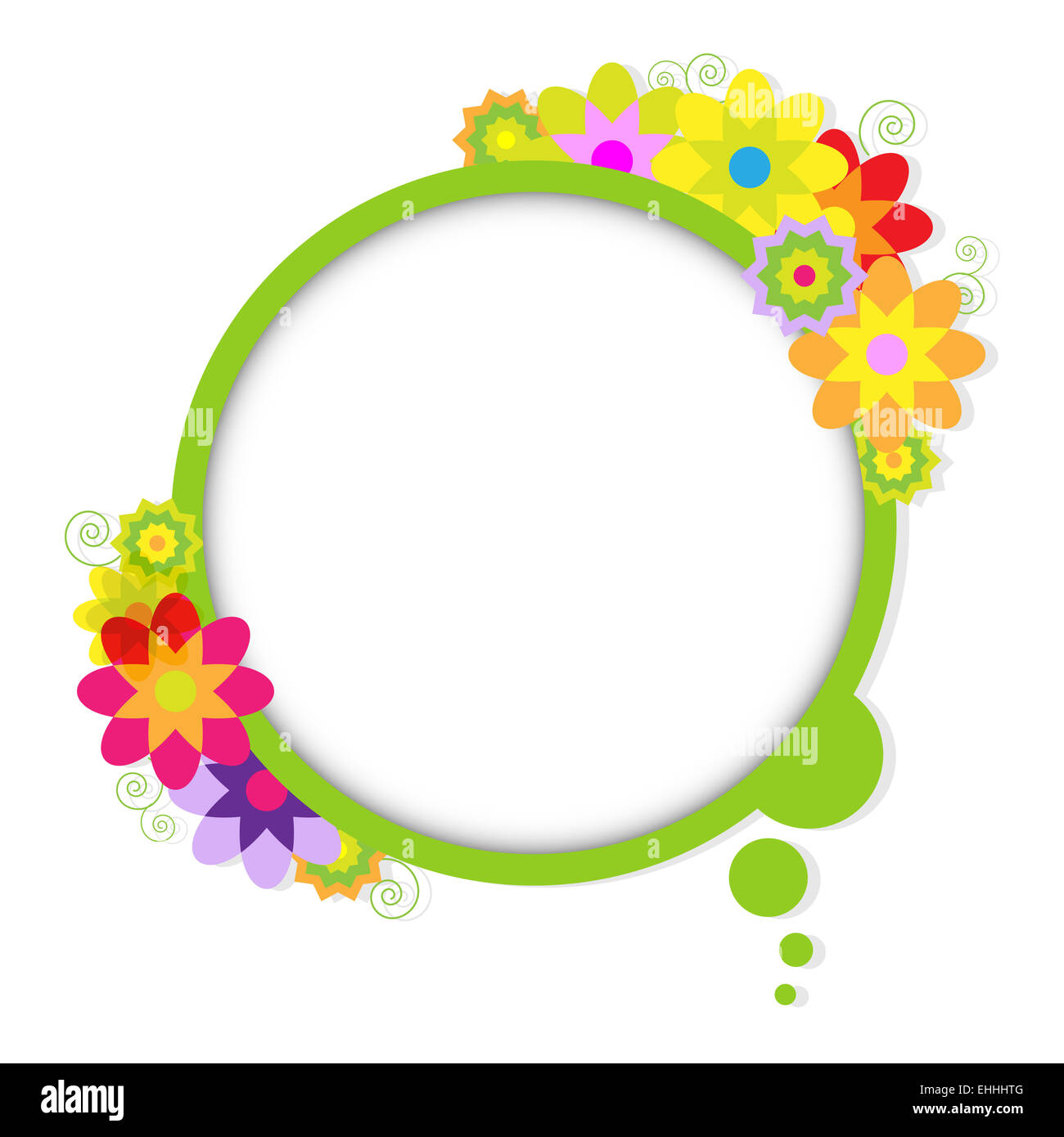 Abstract Design Bubble With Flowers Stock Photo - Alamy