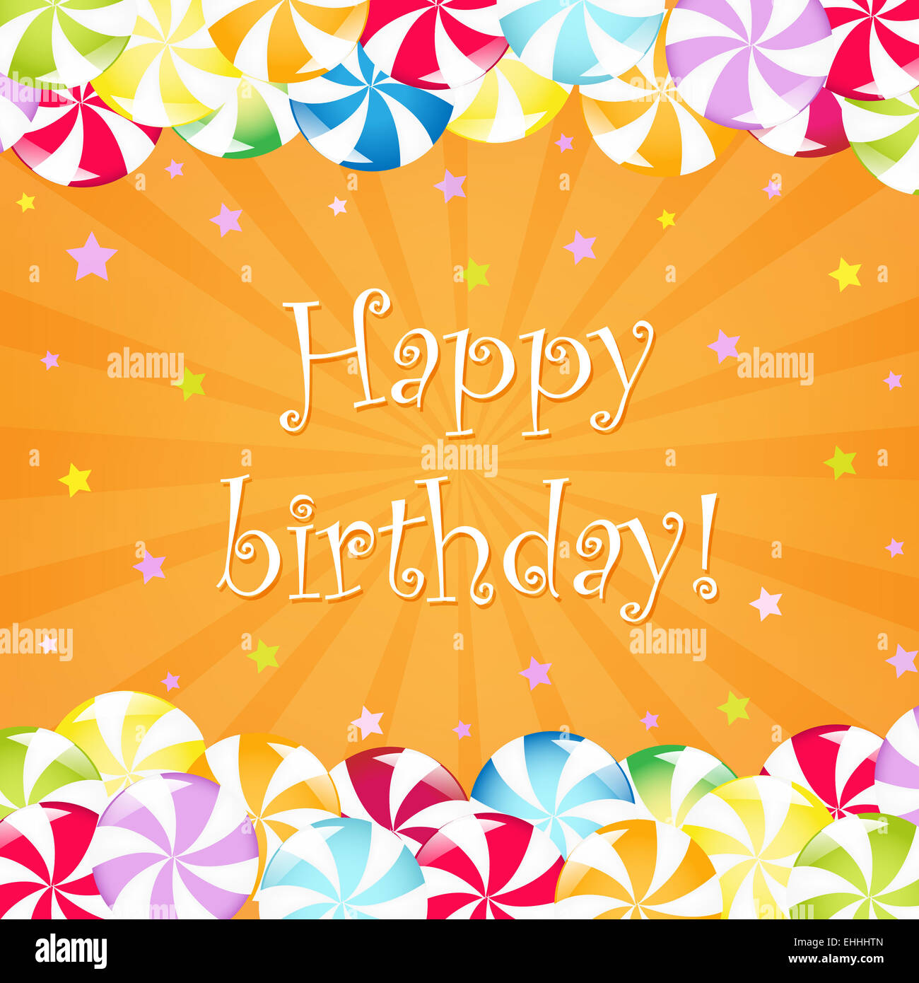 Birthday Card With Candy Stock Photo - Alamy