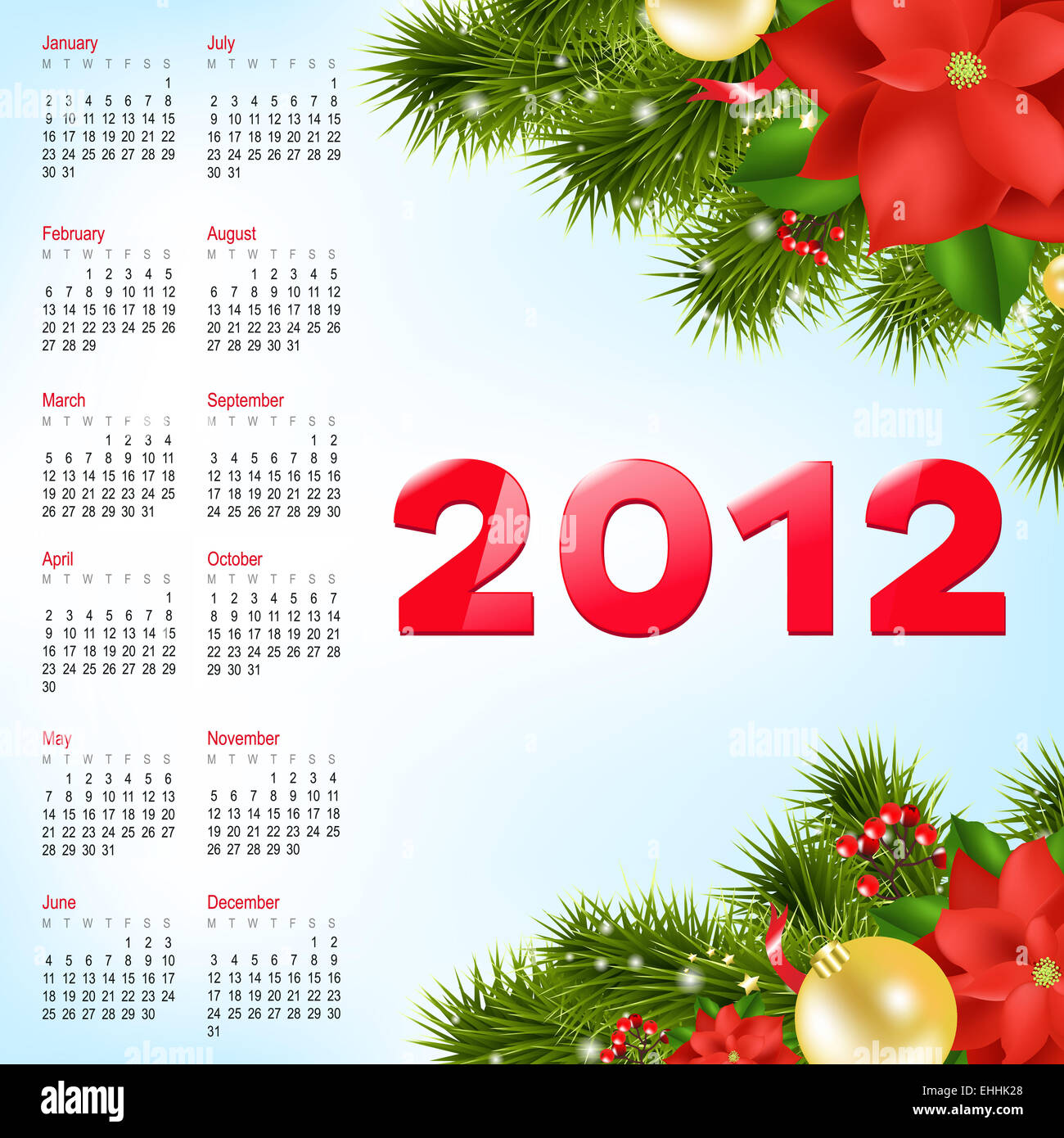 Calendar 2012 june august hi-res stock photography and