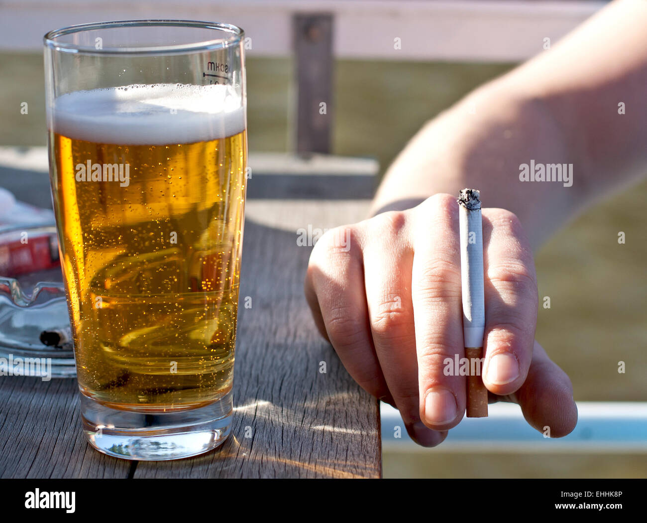 Beer and Cigarette Stock Photo Alamy