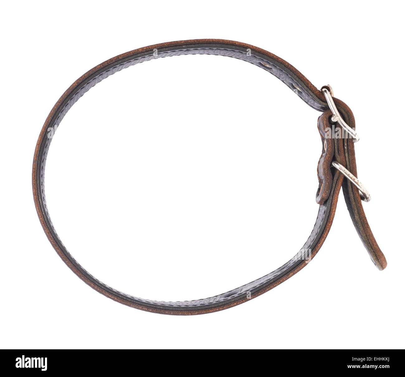 Old leather dogcollar isolated Stock Photo Alamy
