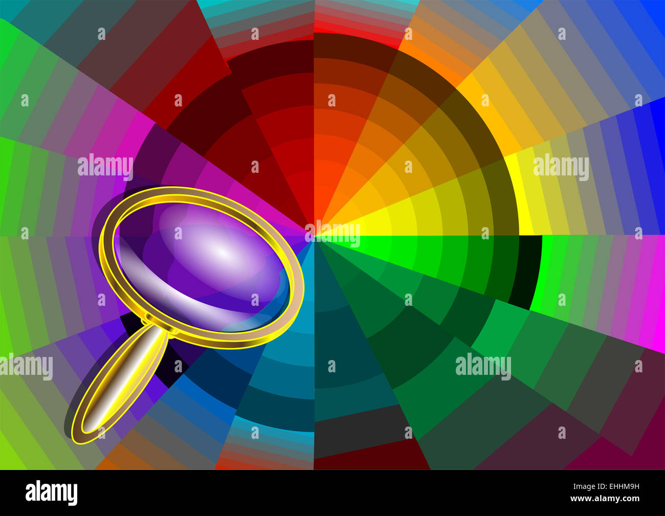 Color circle and magnifier Stock Photo