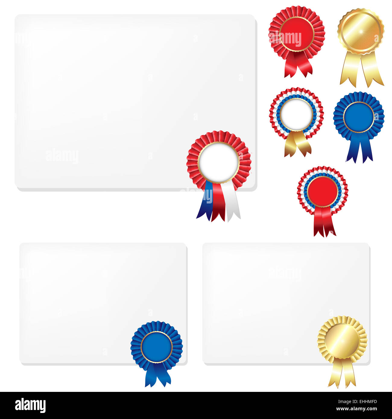 Ribbons Rosette Badge And Blank Gift Tags Stock Photo