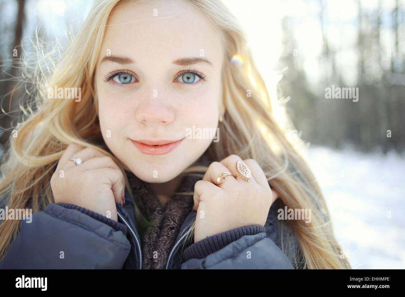 Beautiful young blonde teen Stock Photo