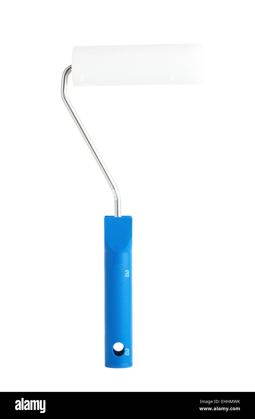 New blue paint roller isolated Stock Photo - Alamy